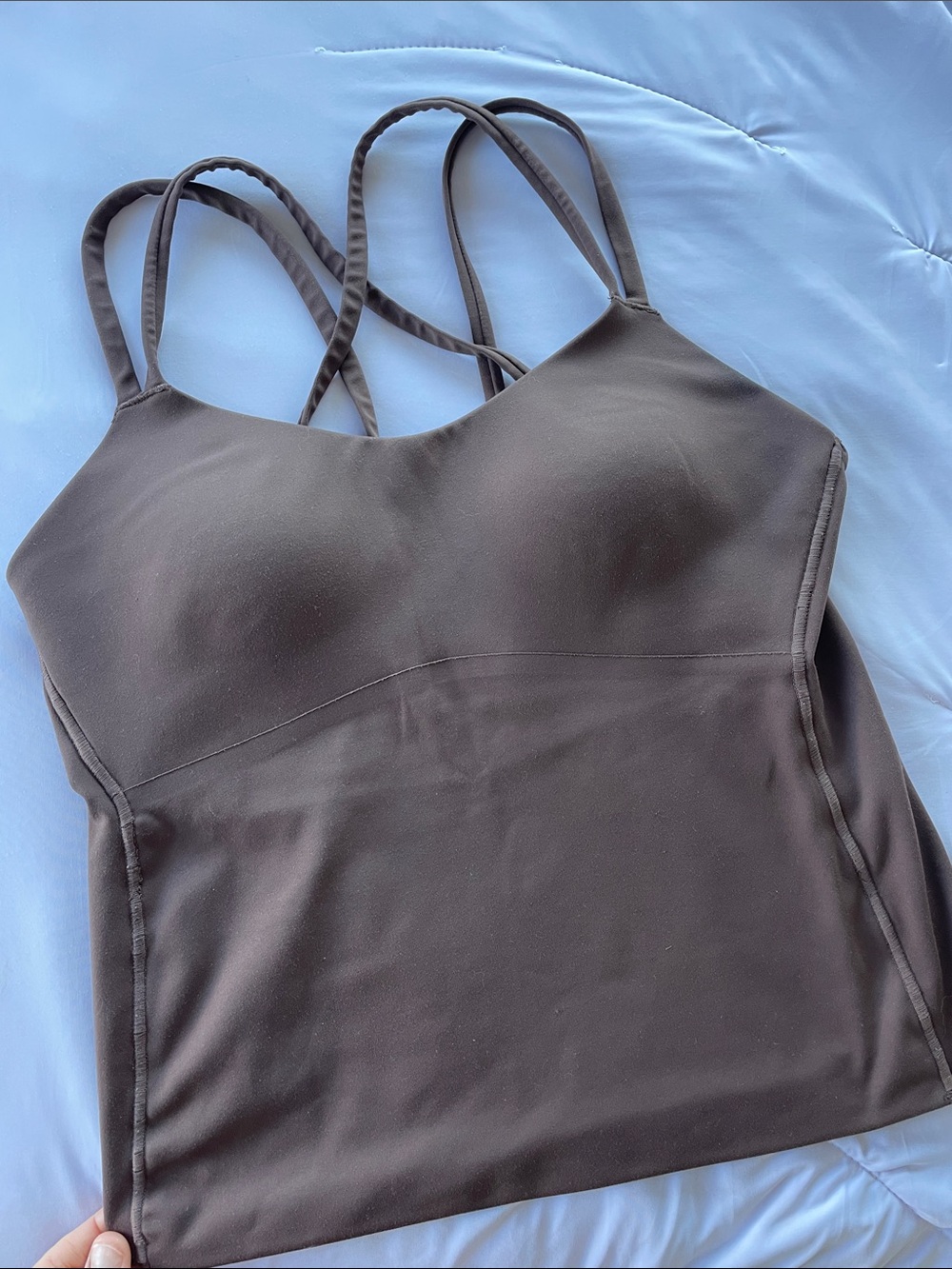 Brown Strappy Shelf Sports Bra Tank Top